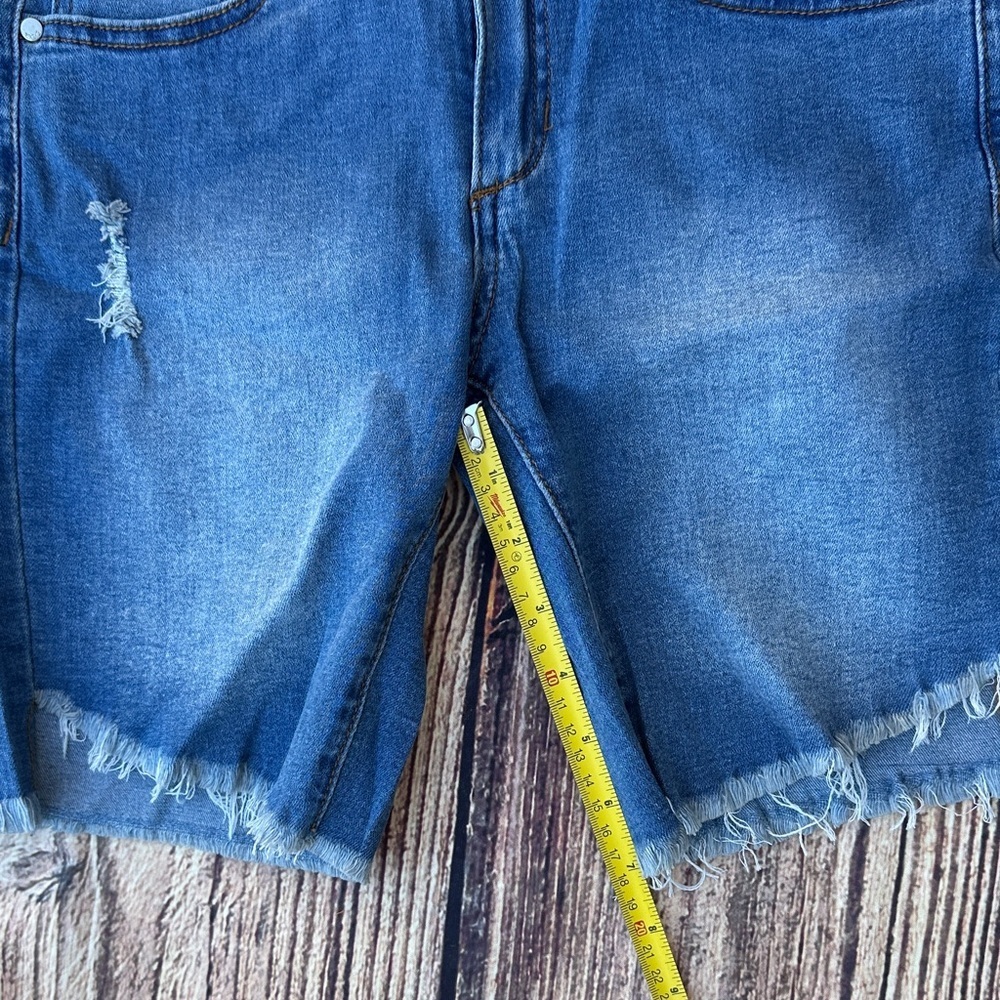 Joe's Jeans Distressed Blue Denim Shorts - Picture 5 of 7